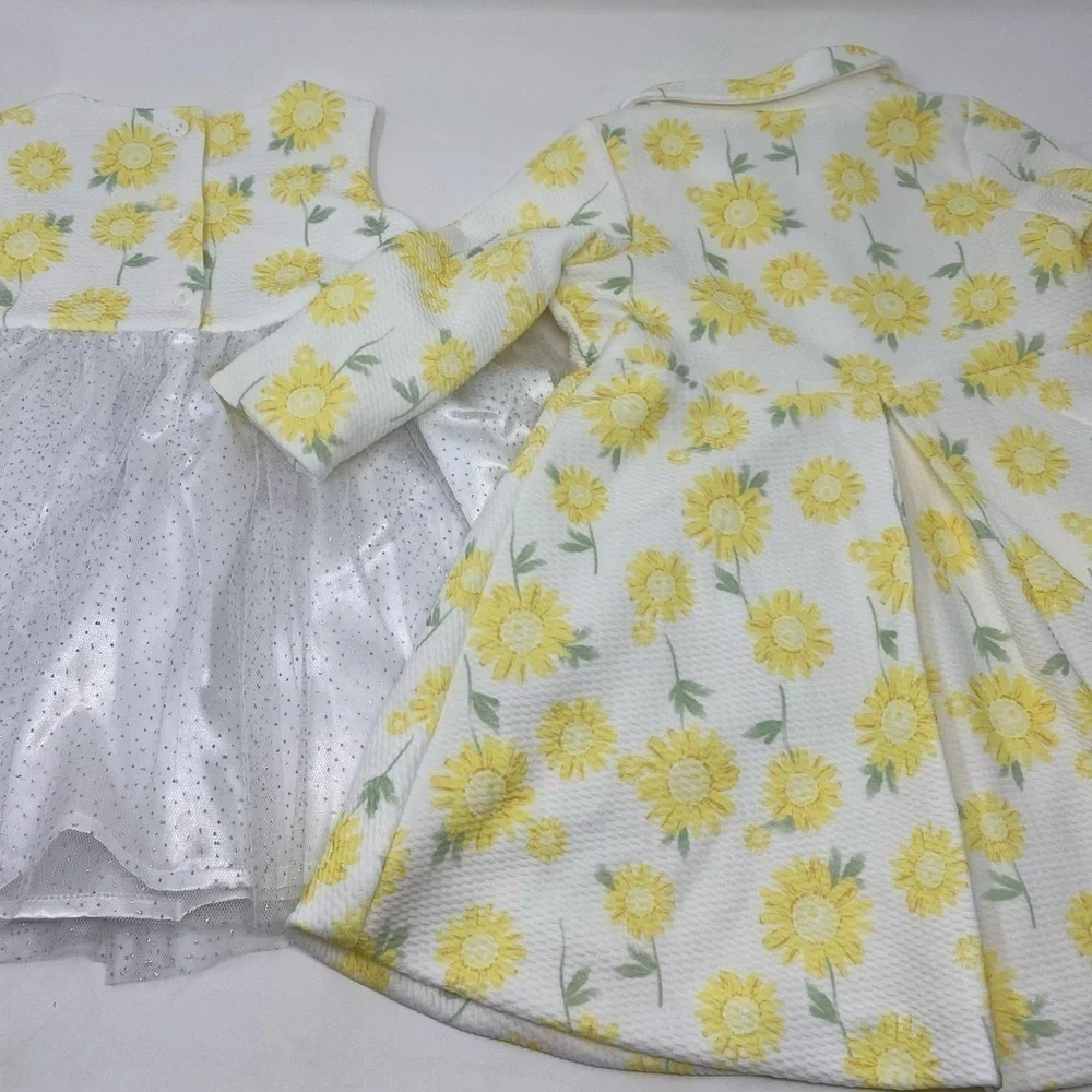 NWOT - Nannette Baby Girl Sunflower Dress & Coat Set - 12 Months